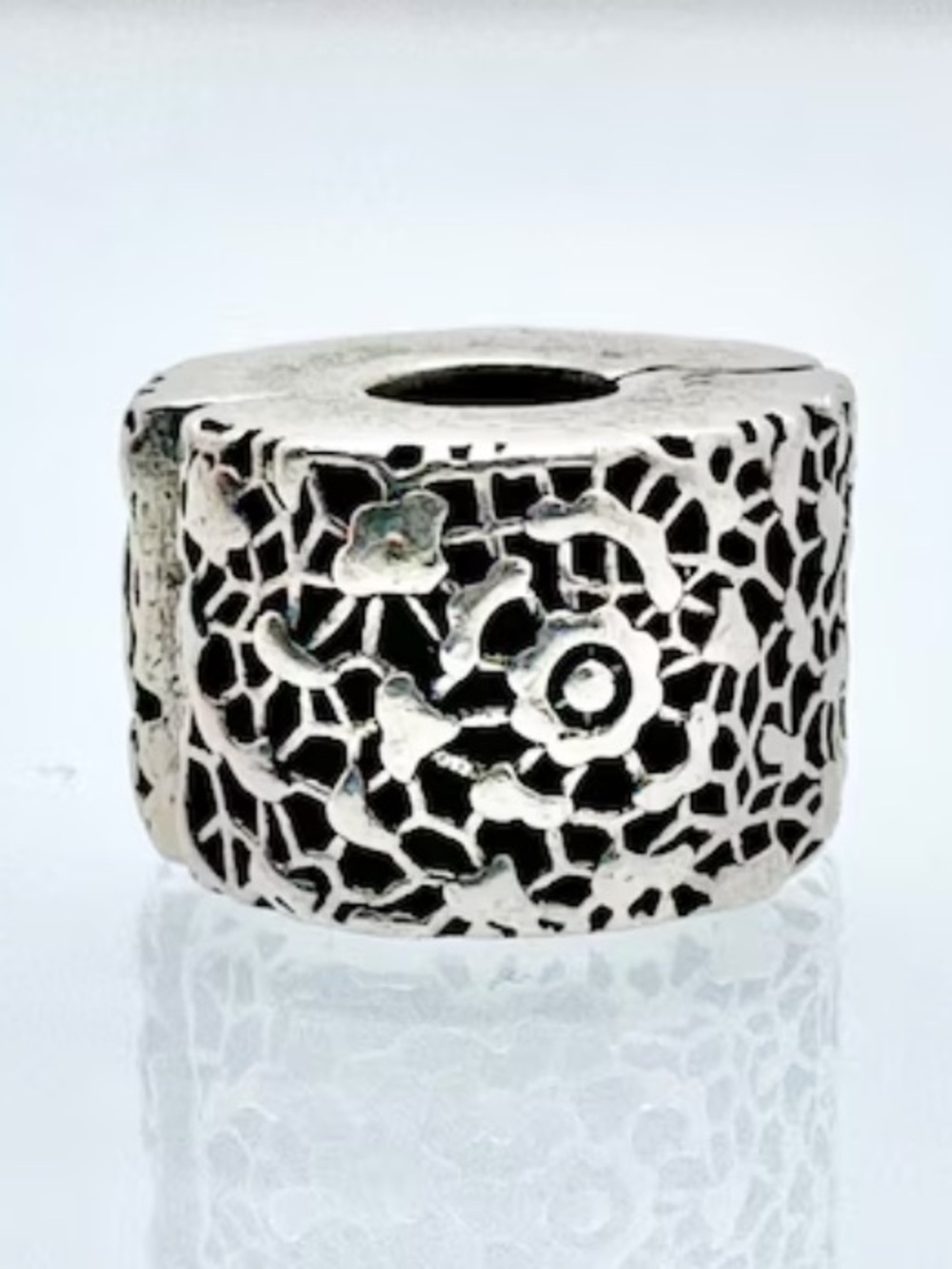 Authentic Pandora layers of lace sterling silver clip on charm